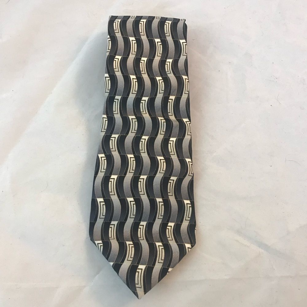 Pierre Cardin Tie Black Gray Blue White Business Casual Neutral Accessory Neck - Picture 1 of 3
